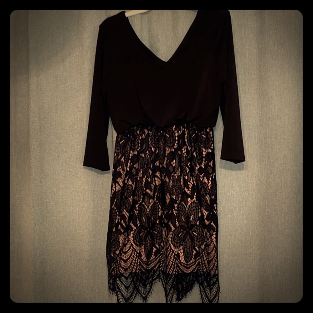 Black and blush lace dress